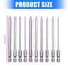 Pack Of 10 Precise Screwdriver Bit Set 100mm Length SL3.0/SL4.0/SL5.0/SL6.0 PH1/PH2 Suitable for Slotted & Crosshead Use