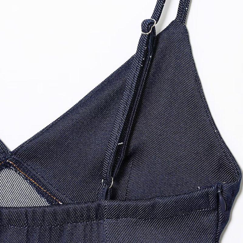 Kaslead New Women clothes Western Style Fashion Simple Twill Frill Sling Top 0858263