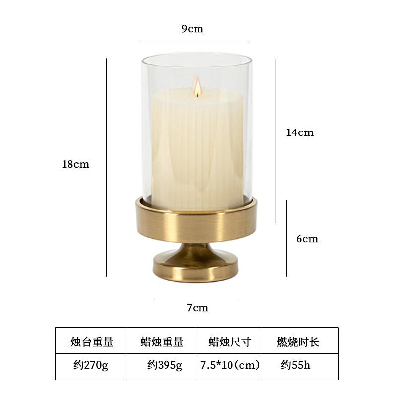European Glass Candle Holder Metal Base