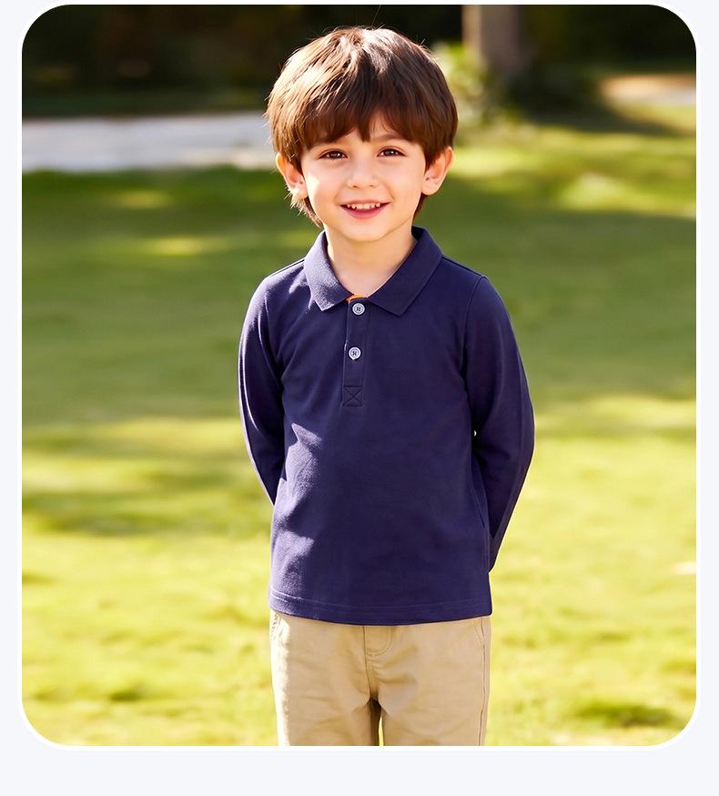 Little Maven Europäisches Jungen Langarm Baumwoll-Polohemd - Einfarbig, Herbststil.