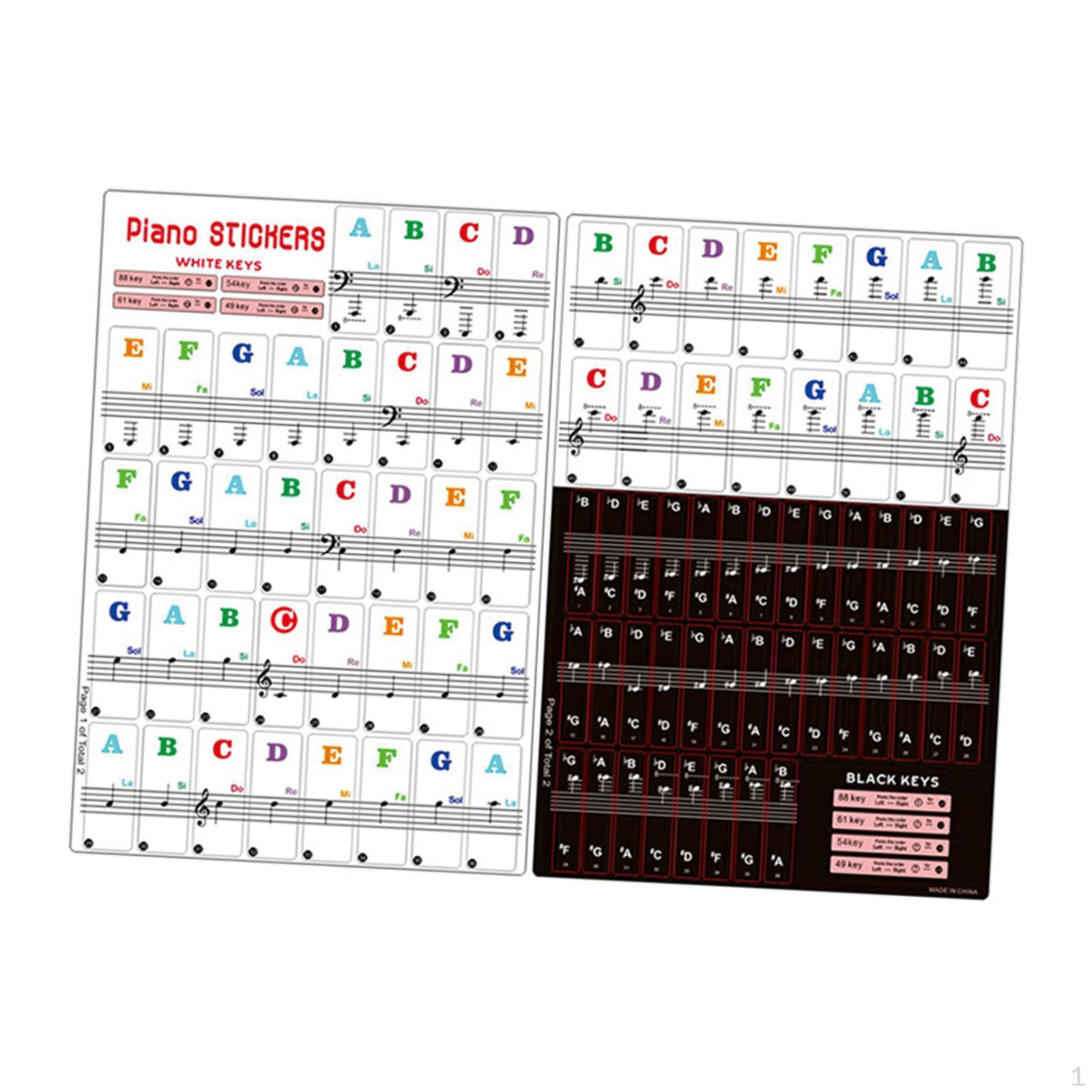 

Piano Keyboard Stickers Bold Large Letter Portable Removable Lightweight Note Labels