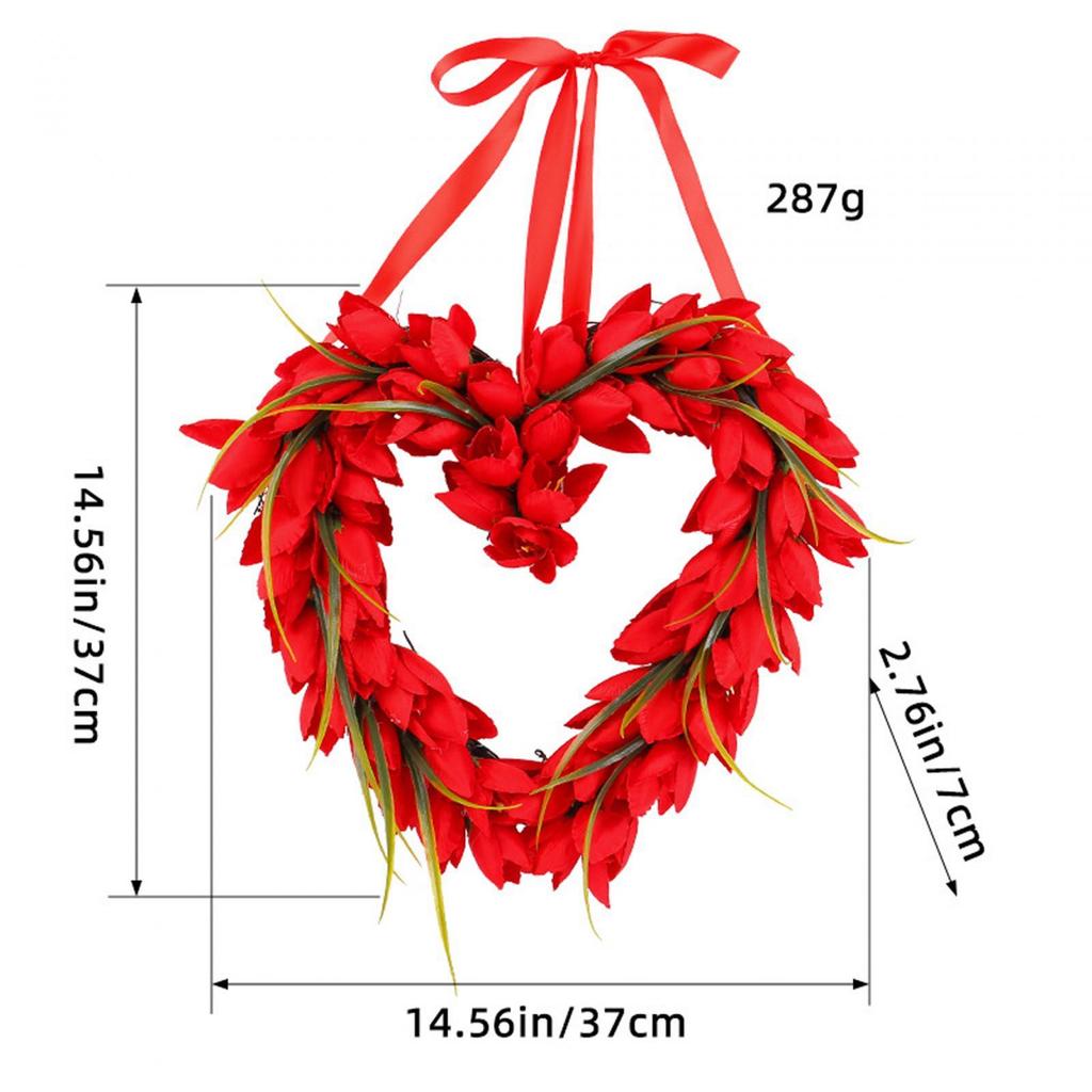 Valentine's Wreath, Red, Hanging Decoration for Window, Porch, Durable