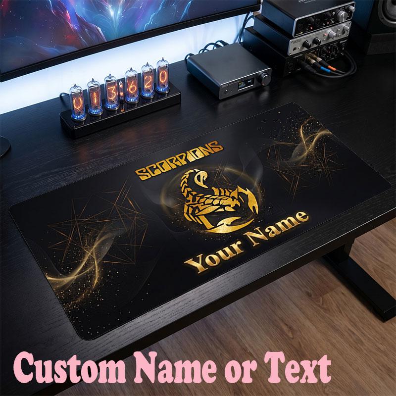 Scorpions Customized Name Text Mouse Pad, Large Desk Mouse Mat Personalized Home Office Present