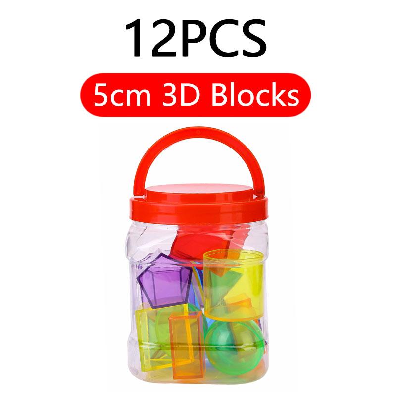 Children Transparent Blocks Montessori Toys 3D Geometric Shapes DIY Sensory Play Parish Educational Learning Light Table Toys
