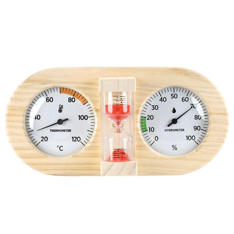 Steam Room Thermometers Hygrometer with Sand Timer Waterproof Wall Mounted Temperature Humidity Meter for Sauna Room M4YD красный