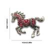Elegant Equestrian Enamel Brooch with Crystal Accent Metal Pin Fashion Clothing Accessory for Daily Accessorizing