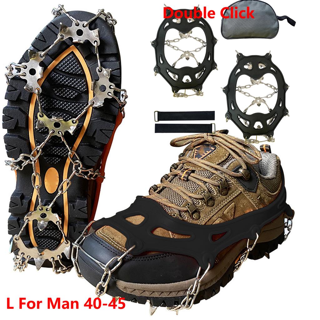 Stainless Steel Ice Snow Grips Walk Traction Ice Cleats Spikes Crampons Anti Slip Footwear for Shoes Boots Snowing Hiking Sports