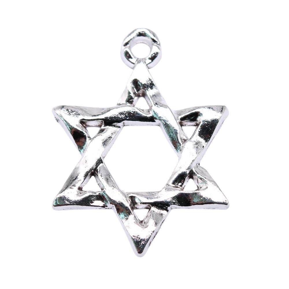 

5шт Звезда Давида Подвески Античное Серебро Цвет Цинковый Сплав 45X38мм