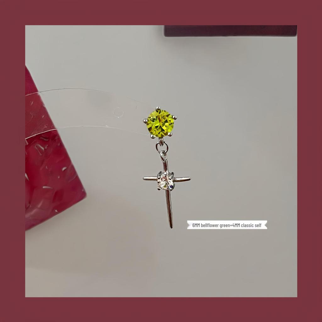 Huazi Diamond Cross Earrings 6+4mm: Versatile Design Jewelry for Women
