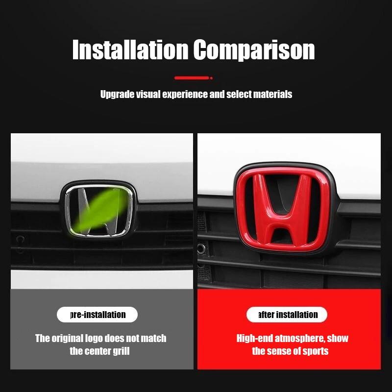 3Pcs ABS Auto Steering Wheel Trunk Emblem Front Grille Logo For Honda Civic 2019 2018 2017 2016 10th Generation Styling