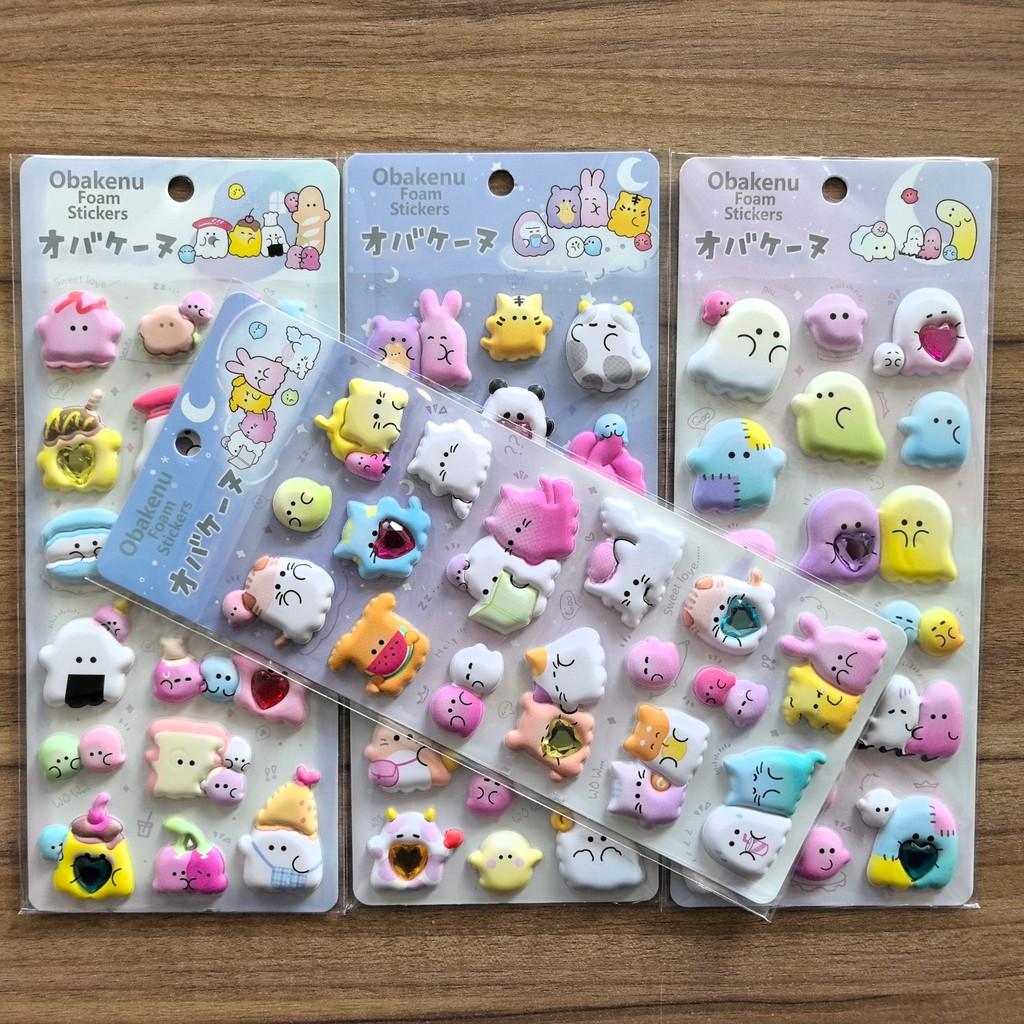 4PCS Plushy 3D Bubble EVA Stickers with Diamonds Ghost Animal Design Reusable Decals for Backpacks BulingBulingStickers Store