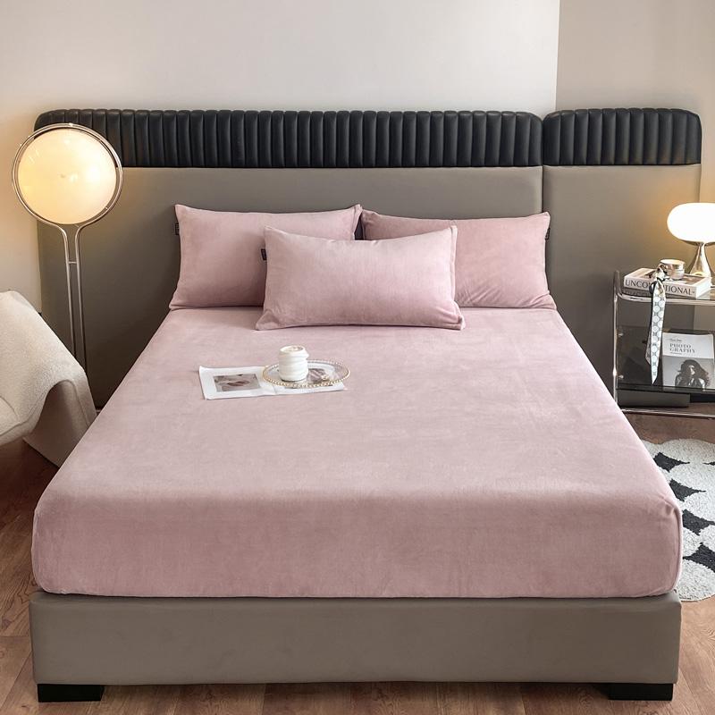 Verdicktes Samt Spannbettlaken Herbst Winter Matratzenbezug Bettschutz Warm Weich Bettlaken King Queen Doppelbettbezug