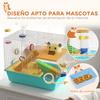 Hamster Cage with Tunnel, Platforms, Bowl, Water Bottle, House, Ramps and Exercise Wheel, 45x28x37 Cm, Light Blue