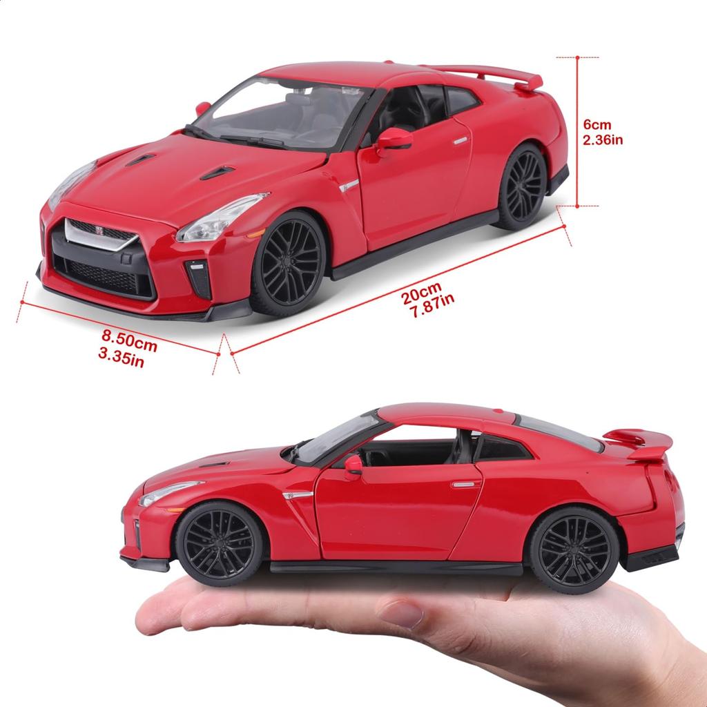 Bburago Scale Nissan 2017 Diecast Model Car 1/24 GT-R (Red)