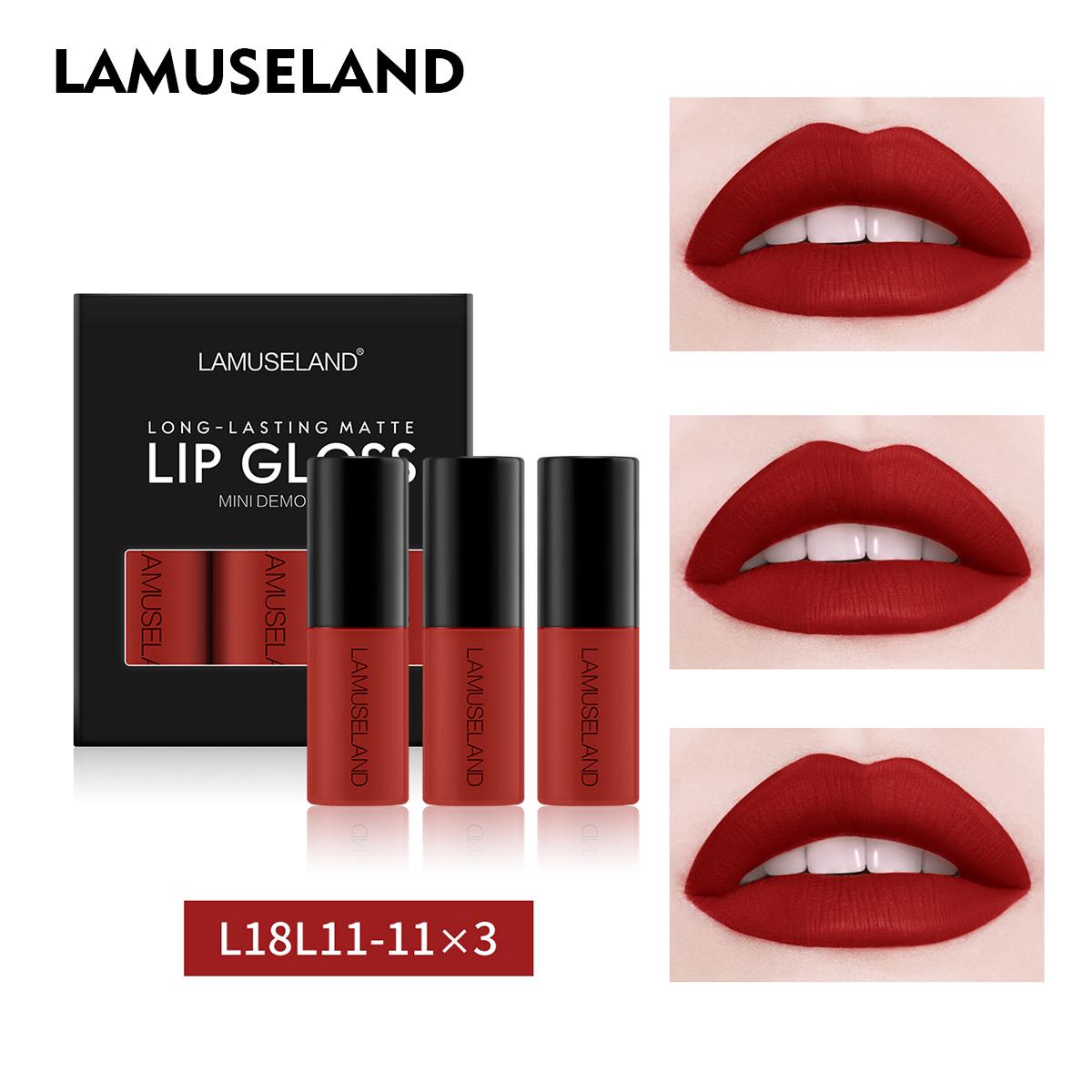 

LAMUSELAND 3 шт./компл. милая мини-водостойкая долговечная жидкая помада матовый блеск для губ 3,5 г x 3
