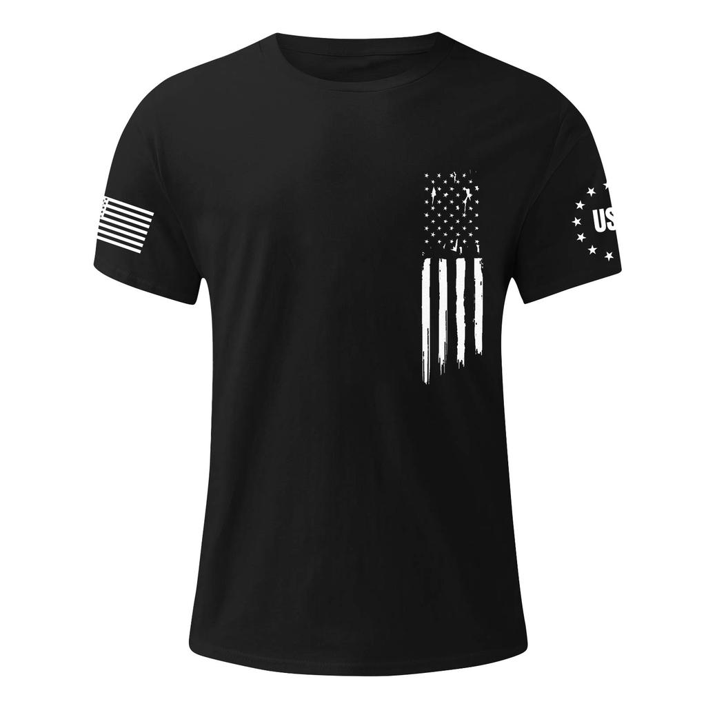 Pánské módní ležérní tričko s krátkým rukávem a kulatým výstřihem s potiskem Dne nezávislosti