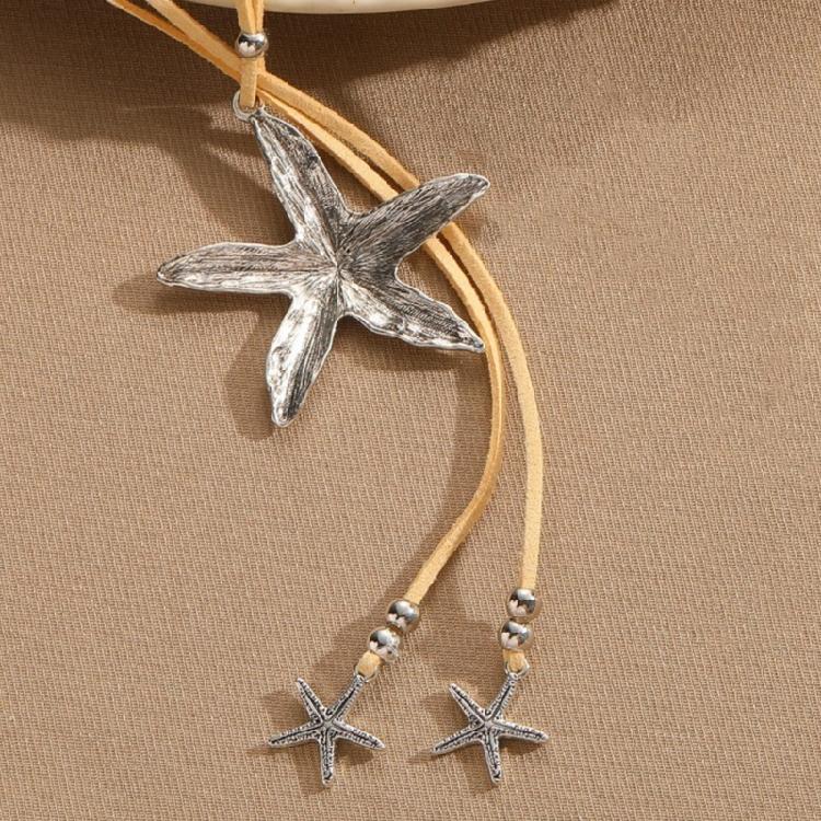 Vintage Starfish Pendant Necklace Beach Choker Jewelry Adjustable Clavicle Chain