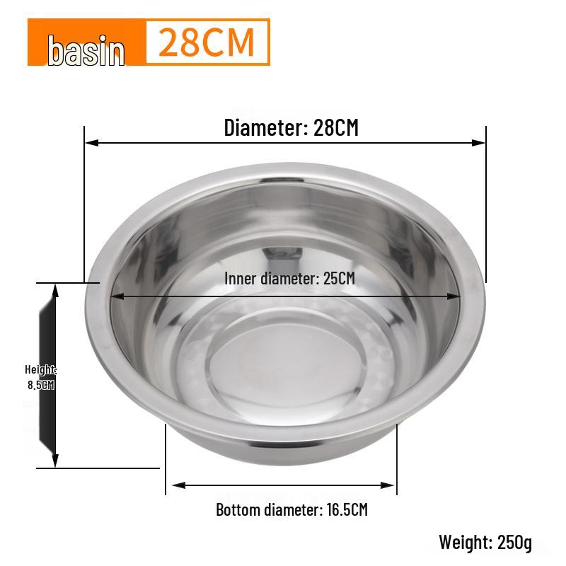 

Extra Large Non-Slip Stainless Steel Bowl for Vegetables, Dough Kneading, and Laundry Default