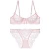Lace Bra Set Women Lightweight Breathable 3/4 Cup Underwire-Free Push-Up Panty Large Bust