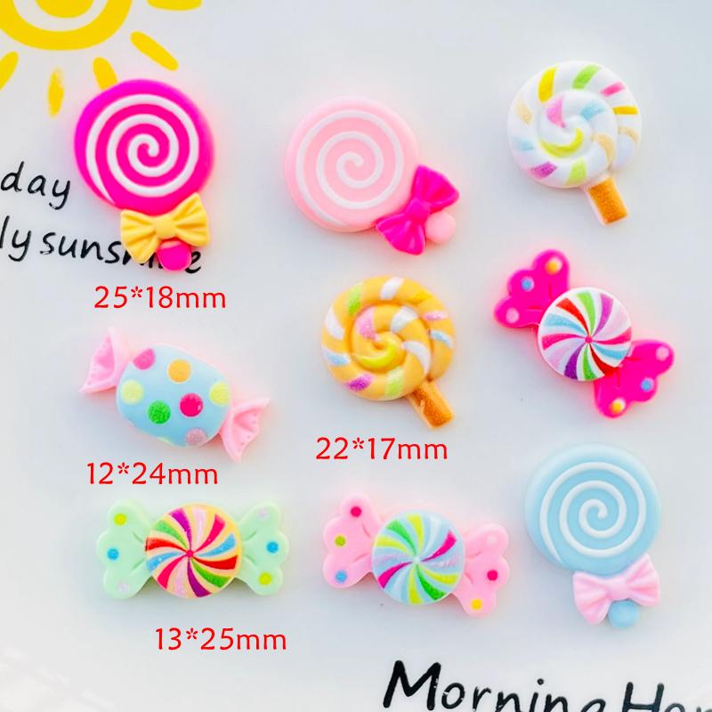 20 Pcs New Cute Kawaii Cartoon Candy Lollipop Resin Cabochon Scrapbooking Diy Jewelry Earwear Craft Decoration Accessories A100