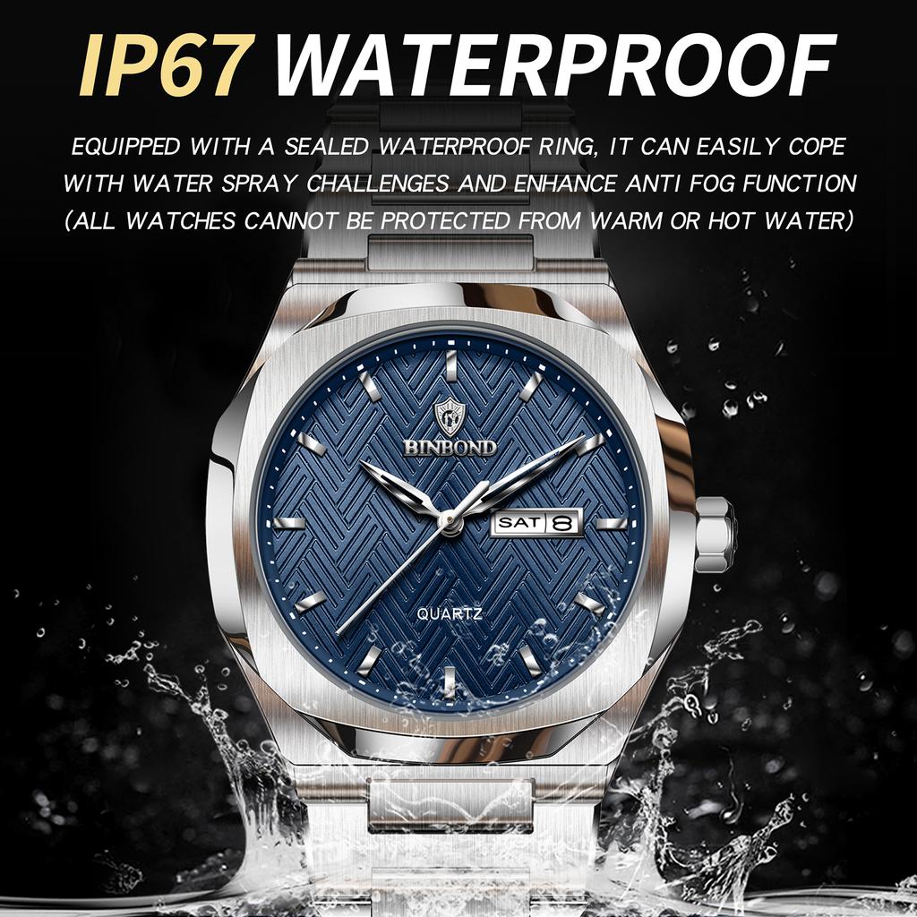 BINBOND Orginal Quartz Watches For Men Luxury Waterproof Regalos Para Hombres Luminous Auto Date Week Display Relojes +Box