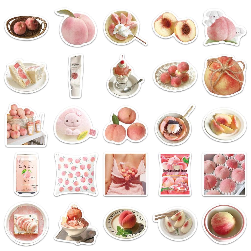 50 Cute Peach Heart Stickers for Decorating Phone Cases, Scooters, and Speakers
