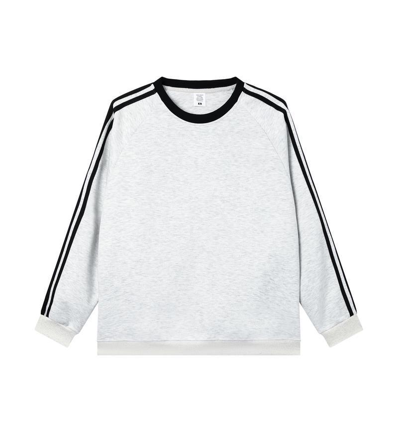 American Retro College Style Striped Pullover: Loose Fit, Round Neck, Long Sleeve Sweatshirt