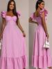 Women's Retro French Plaid Short-sleeved Dress with Ruffle Edge, Waist and Thin Dress
