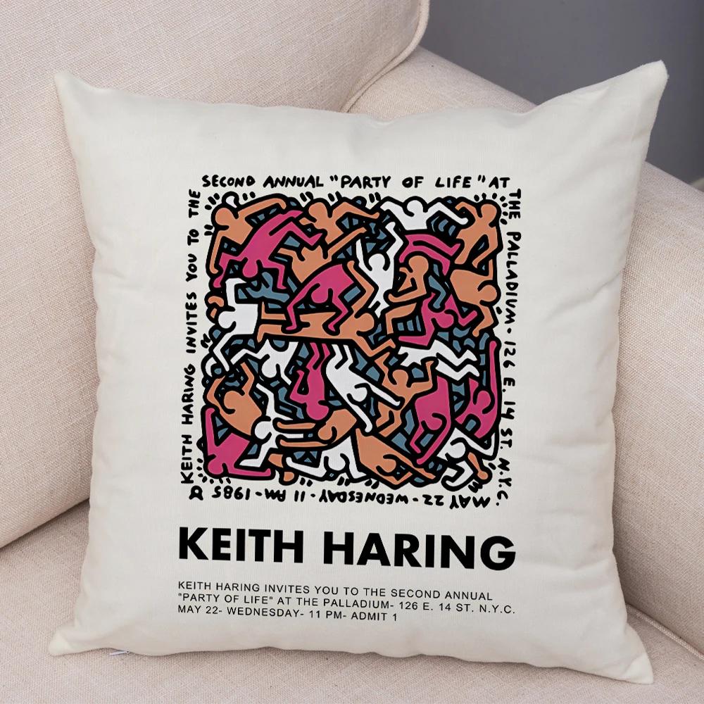 Nordic Style Plush Throw Pillow Case Abstract Keith Artwork Cushion Cover for Sofa Home Car Decor Geometric Art Print Pillowcase