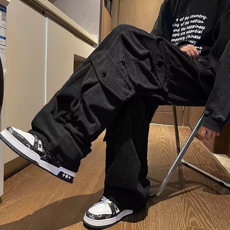 Pants Men's Spring and Autumn Trend Trendy Brand Retro Japanese Tooling Loose Straight Wide-leg Casual Trousers