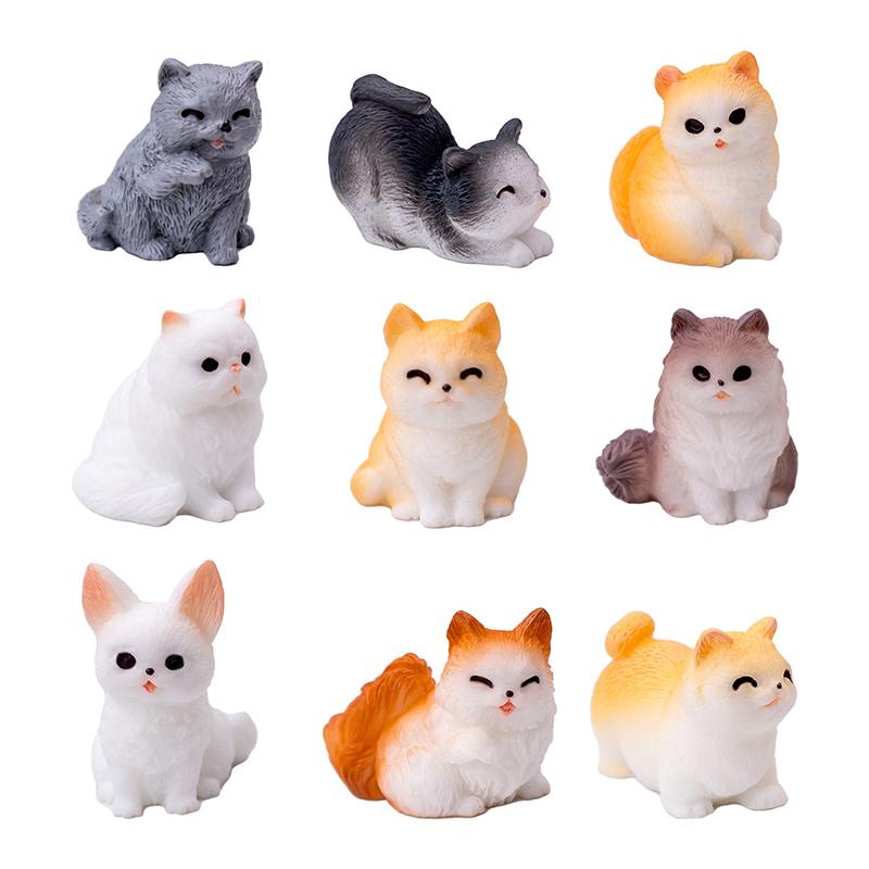Mini Cat Ornament Cartoon Kitten Micro Landscape Dollhouse Model Car Interior Home Desktop Decoration