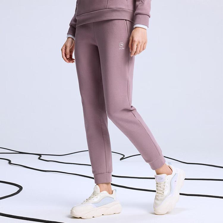 Anta Training Series Solid Color Mid Waist Cuffed Sports Pants Women pants Purple 162217304-1