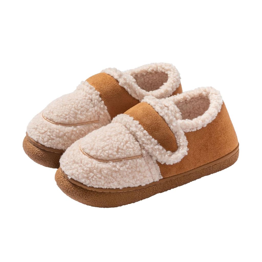 Heel cotton slippers autumn and winter warm plush soft cotton slippers couple home indoor shoes