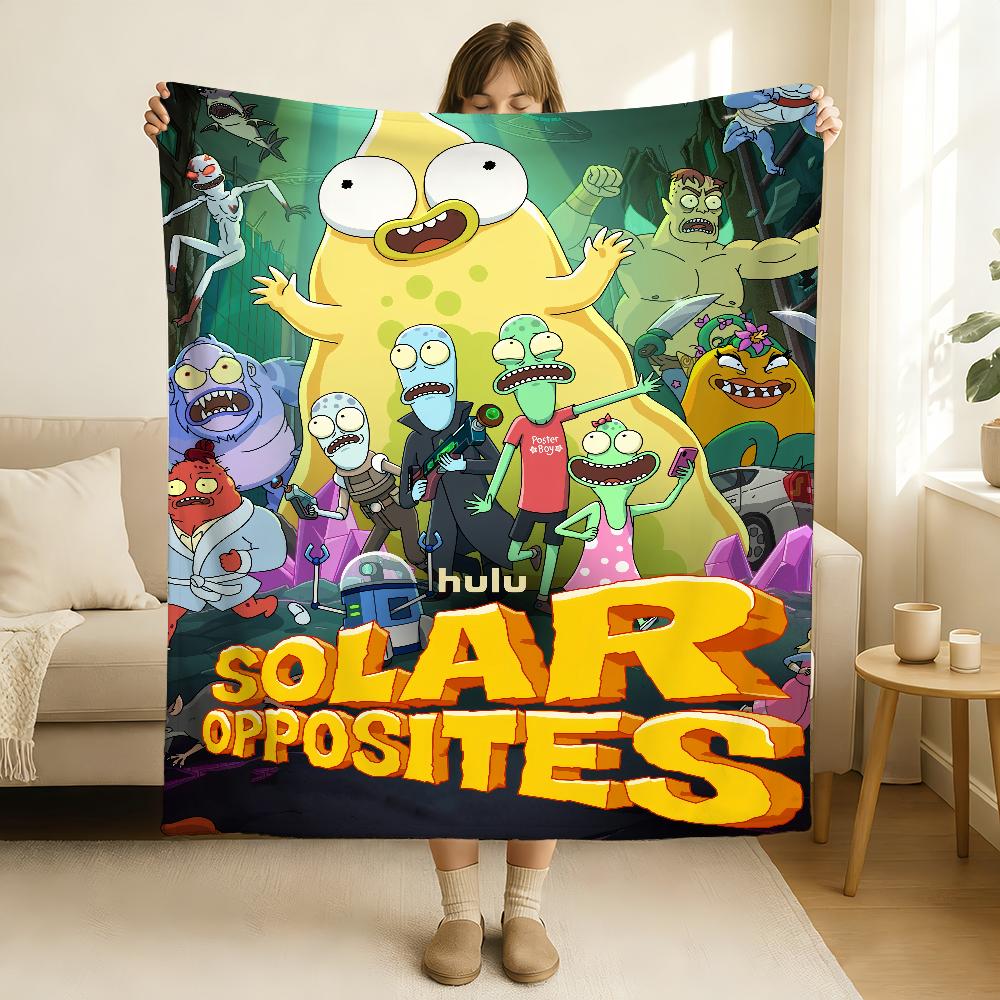 Couverture Solaire Opposés de Dessin Animé Douce et Agréable pour la Peau pour Canapé Lit Sieste Couvre-lit Couette Toutes Saisons
