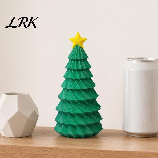 Mini Christmas Tree Decoration 3D Printed Figurine, Yellow Star Topper Statue, Festival Ornament for Home Office, Gift Xmas Holiday Tabletop