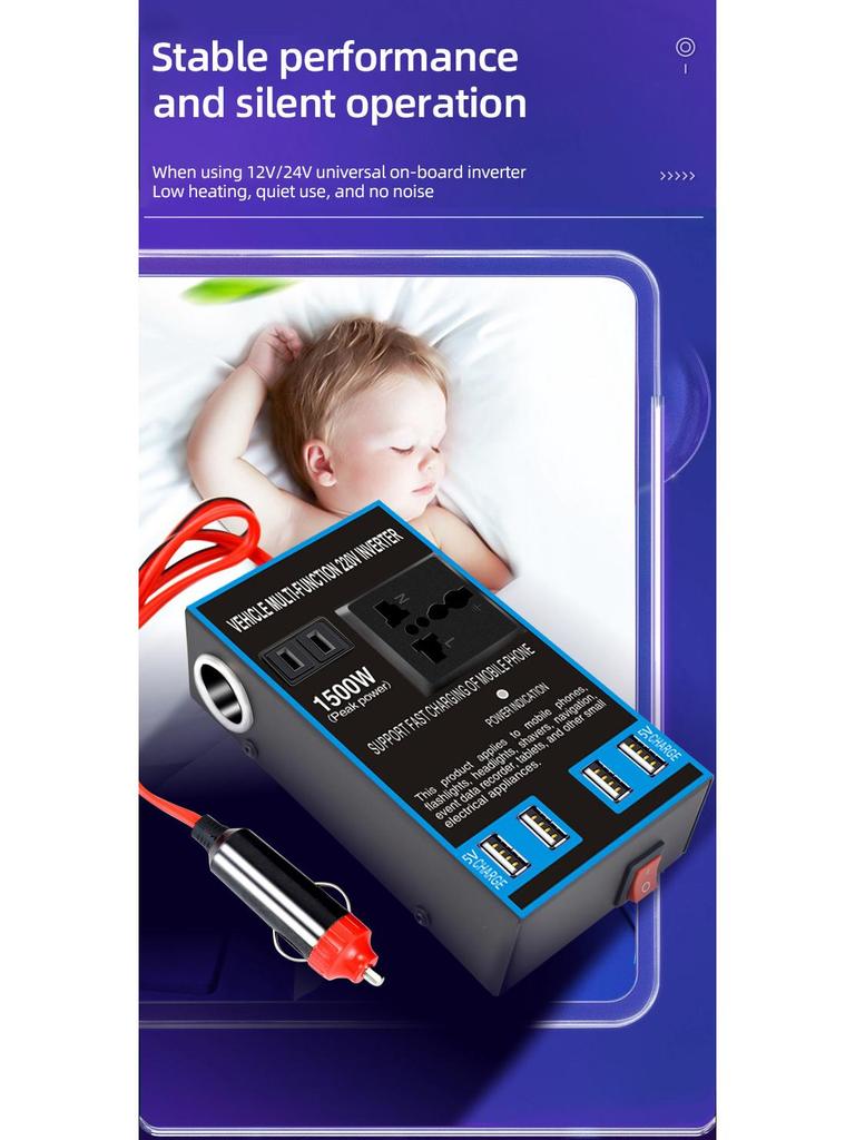 High-Power Car Inverter: 12V/24V To 220V Truck Charger Transformer