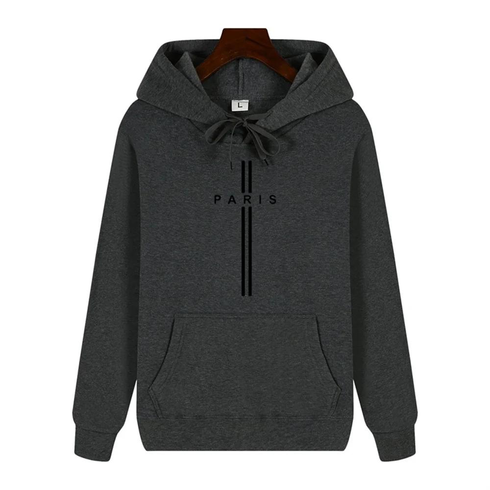 Simple Personality Printed Autumn and Winter Comfort Plus Cashmere Men's High Quality Casual Fashion Warm Street Hoodie