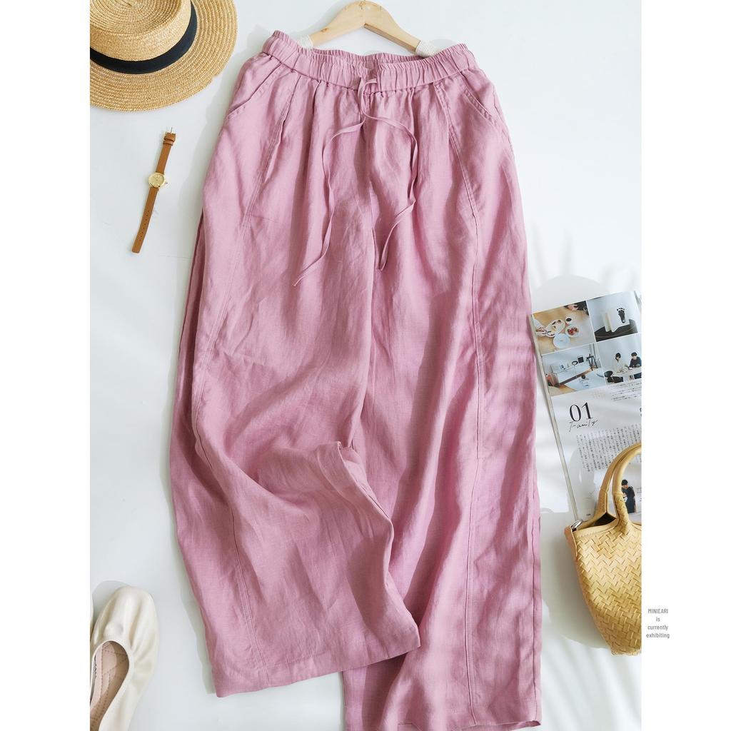 2026 New Stylish Banana Leg Linen Pants: Elastic Waist, Loose, Flattering Wide Legs