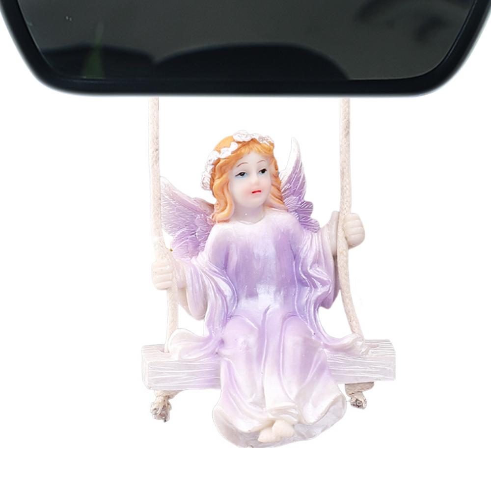 

Подвеска в виде ангела на зеркало автомобиля, подвеска в форме ангела из смолы, подвеска на зеркало заднего вида автомобиля, мультяшные аксессуары для салона автомобиля фиолетовый