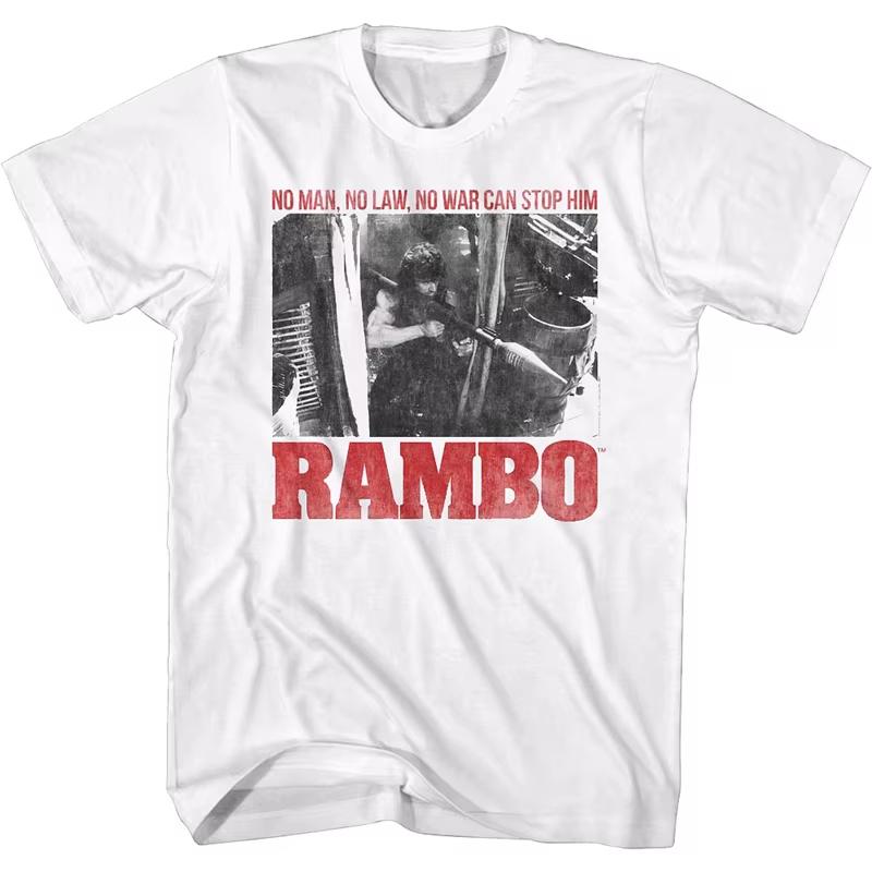 

1981982 The First Hot-blooded Rambo Stallone Retro Classic Movie Joint Men s Crew Neck T-shirt Classic Never Goes Out of Style 4XL