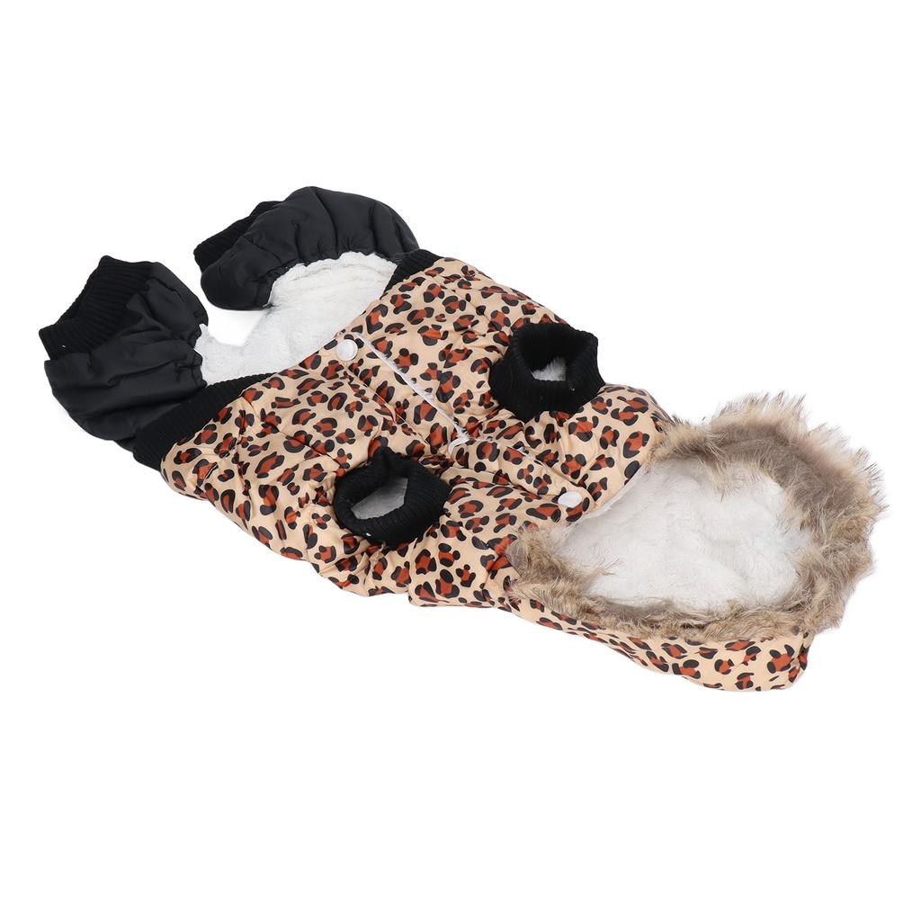 Cane Stampa Leopardo Vestiti Invernali Carino Largo Ispessito Previene la Perdita di Pelo Animale Domestico Cappotto Caldo per Cani Piccoli Medi Stampa Leopardo