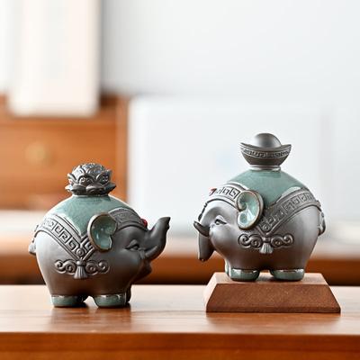 Rzeźba posągu szczęśliwego słonia, ceramika Feng Shui, figurka szczęścia, dekoracja domu, dekoracja półki samochodowej, dekoracja biura