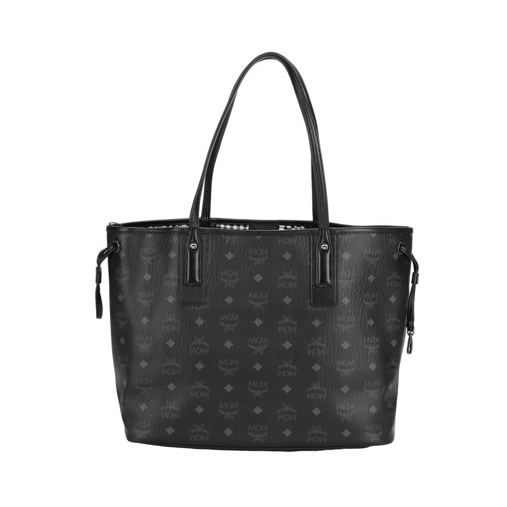MCM Klassische Monogramm Wende-Ledertasche Große Kapazität Einkaufstasche Unisex Tote Schwarz MWPAAVI02BK001