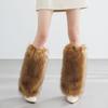 Retro Modern Brown Fur Shoe Covers Imitation Fur Boots Socks Millennial Style Hot Girl Leg Covers Autumn and Winter
