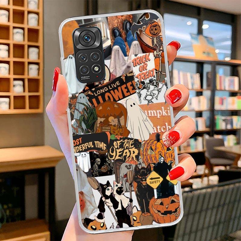 Halloween Fall Art Witch Cat Cover Phone Case For Xiaomi Redmi Note 15 14 13 12 11 10 Pro Plus 14S 12S 11S 11T 11E 10S Soft Fund