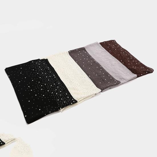 Lightweight Scarf Hot Drill Imitation Pearls Decor Headwrap Women Solid