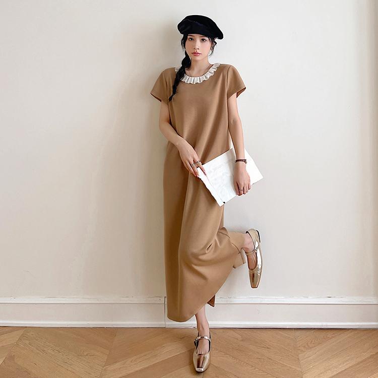 

Dimanaf Летнее женское элегантное платье большого размера свободного кроя 2025 винтажное платье базовое длинное повседневное оверсайз платье-рубашка L хаки