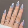 Unghie Finte Mandorla Ombré Blu Dolci Con Design a Stella - Colla Gel Adesivo Gelatinoso Unghie Indossabili