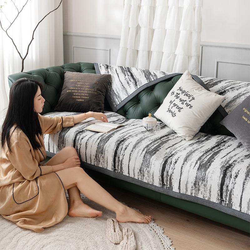 

Подушка для дивана из синели в стиле ретро, ​​универсальная подушка для сидения на все времена года, утолщенный противоскользящий пылезащитный чехол 70*70cm