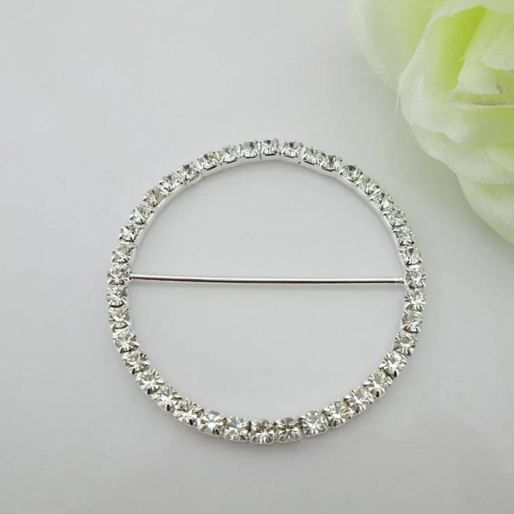 10pcs Rhinestone Buckle Big Round for Wedding Invitation Card 40mm Innner Bar